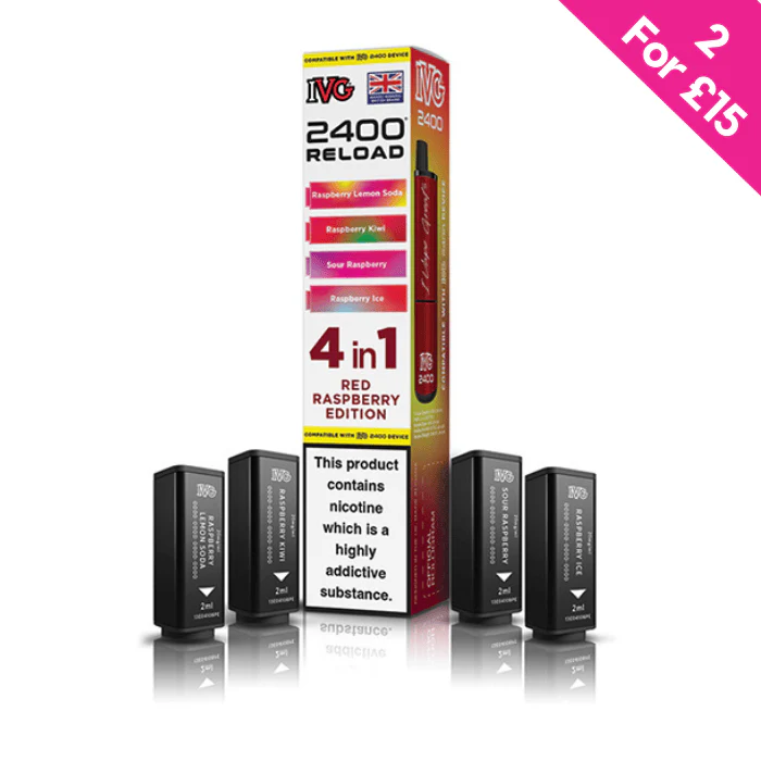 Red Raspberry Edition - IVG 2400 Reload 4-in-1 Prefilled PODS