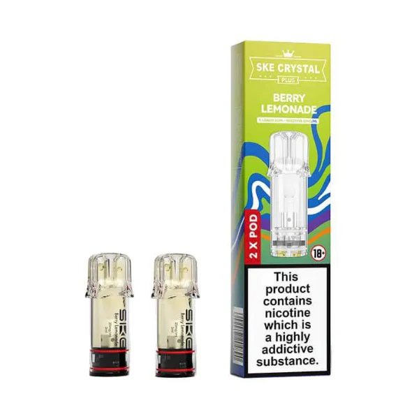 SKE Crystal PLUS Pods! Bursting with the refreshing flavors of juicy berries and tangy lemons, these pods provide a smooth and satisfying vaping experience.